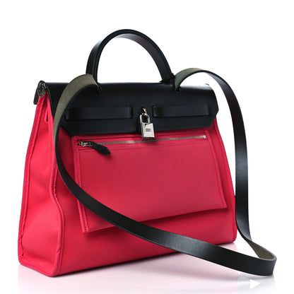 Hermes Vache Hunter Toile Herbag Zip 31 PM Rose Extreme Black 4 of 13