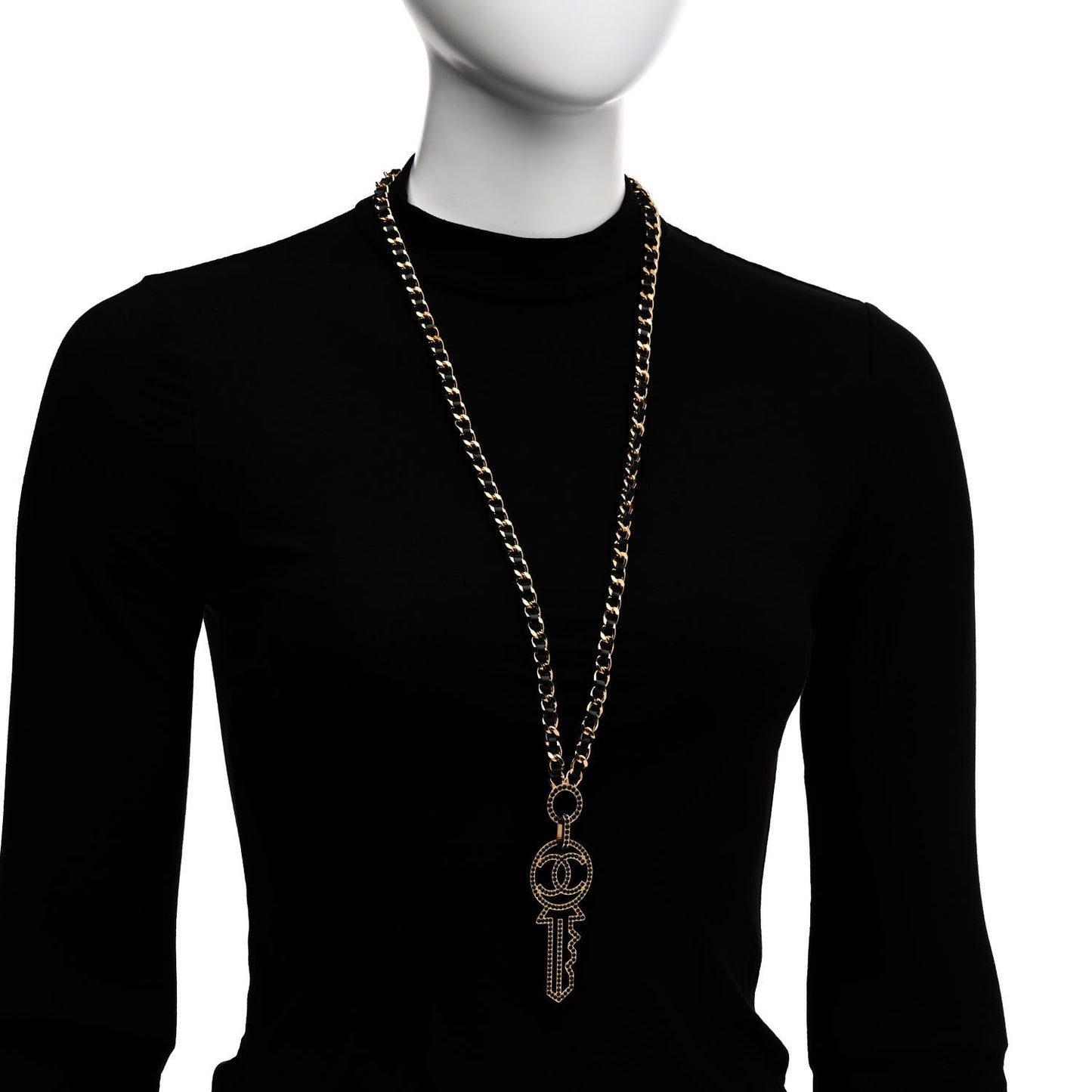 Patent Crystal Key Necklace Gold Black