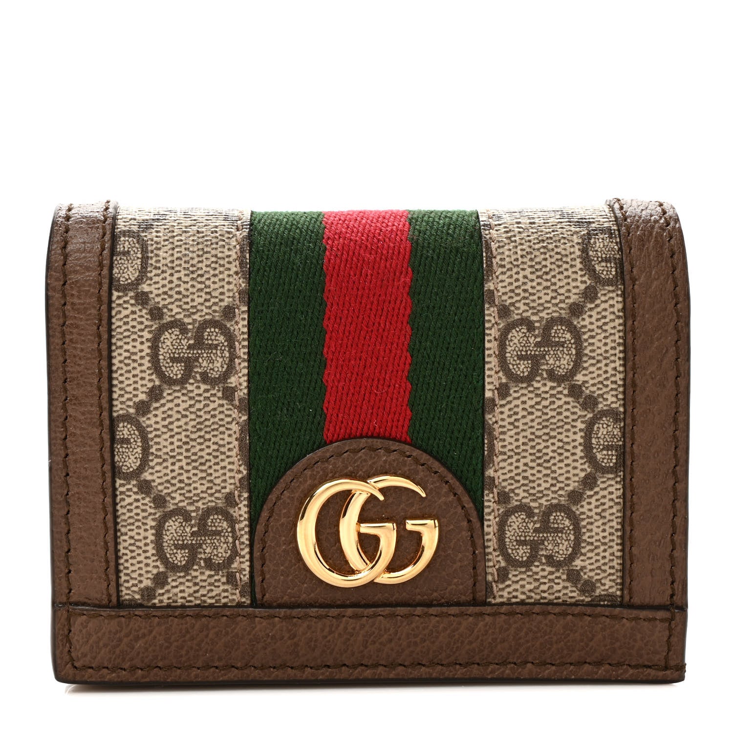 Gucci GG Supreme Monogram Web Ophidia Card Case Beige New Acero 1 of 6