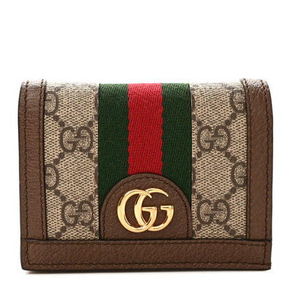 Gucci GG Supreme Monogram Web Ophidia Card Case Beige New Acero 1 of 6
