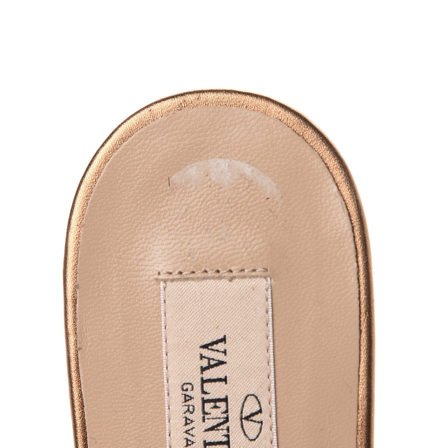 Metallic Nappa Rockstud Ankle Wrap Flat Thong Sandals 37 Bronze