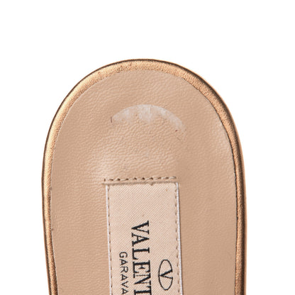 Valentino Garavani Metallic Nappa Rockstud Ankle Wrap Flat Thong Sandals 37 Bronze 10 of 13