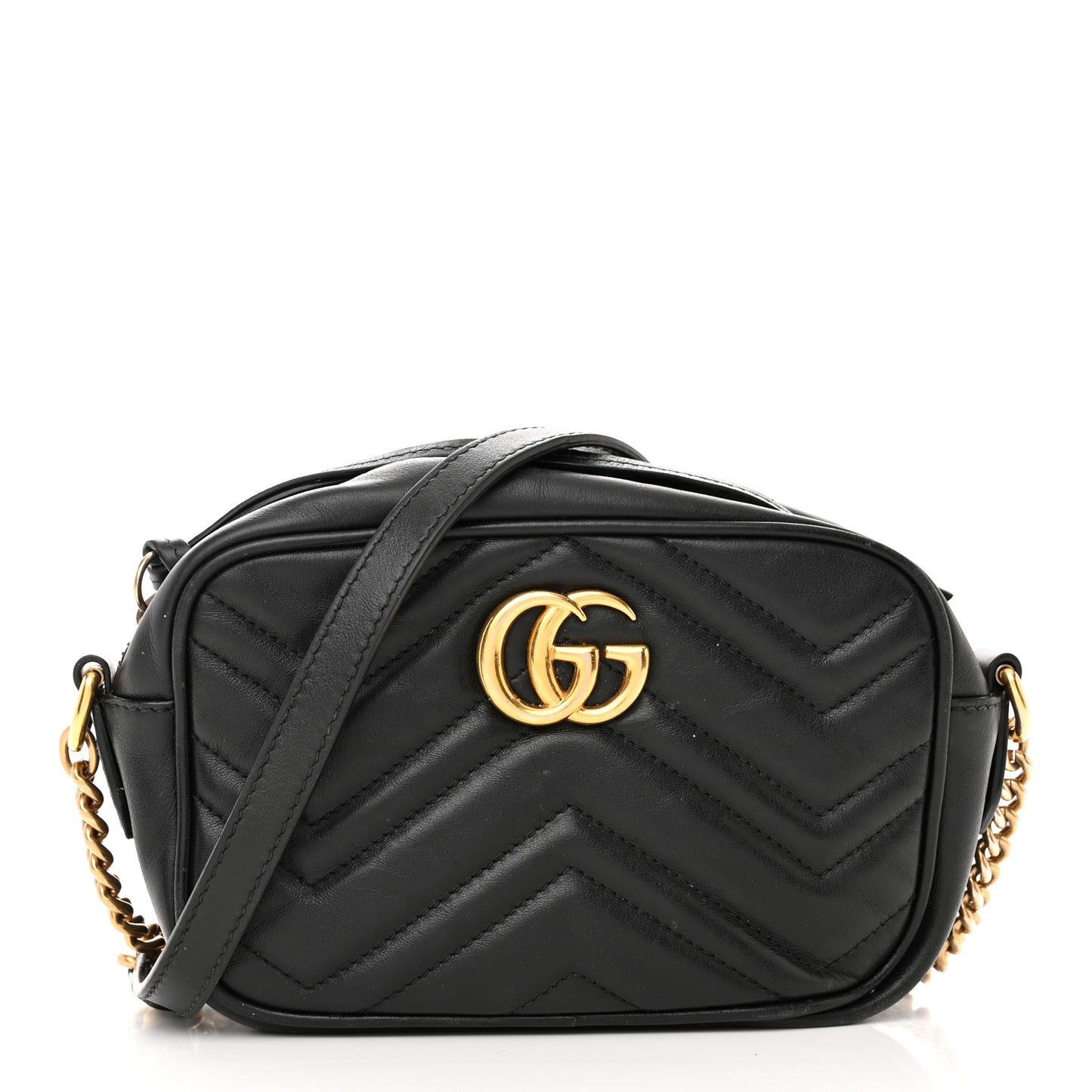 Calfskin Matelasse Mini GG Marmont Chain Shoulder Bag Black