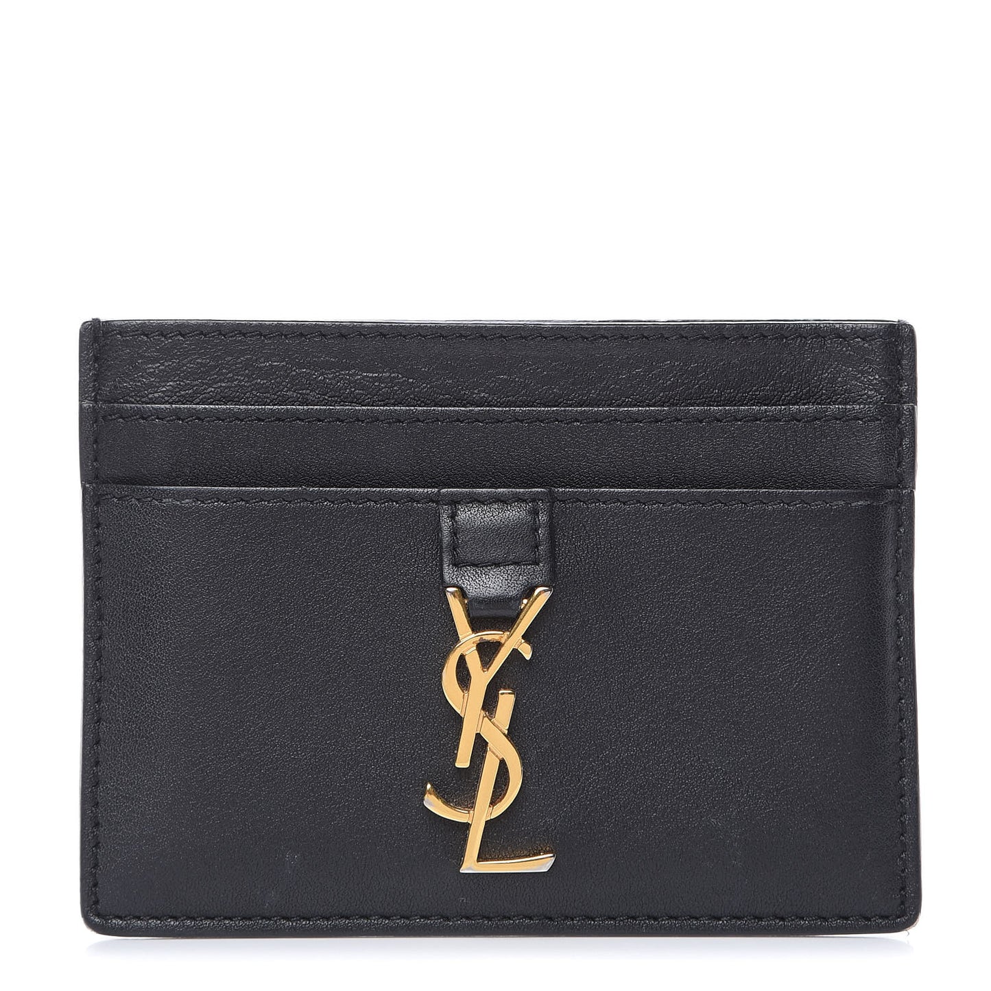 Calfskin Monogram Credit Card Case Black