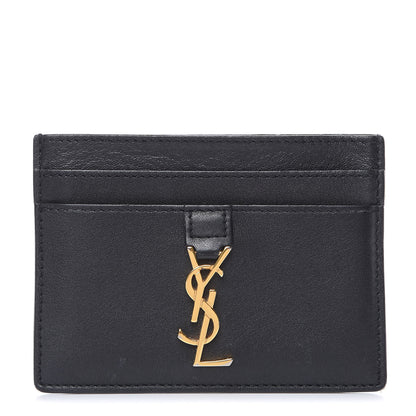 Saint Laurent Calfskin Monogram Credit Card Case Black 1 of 8