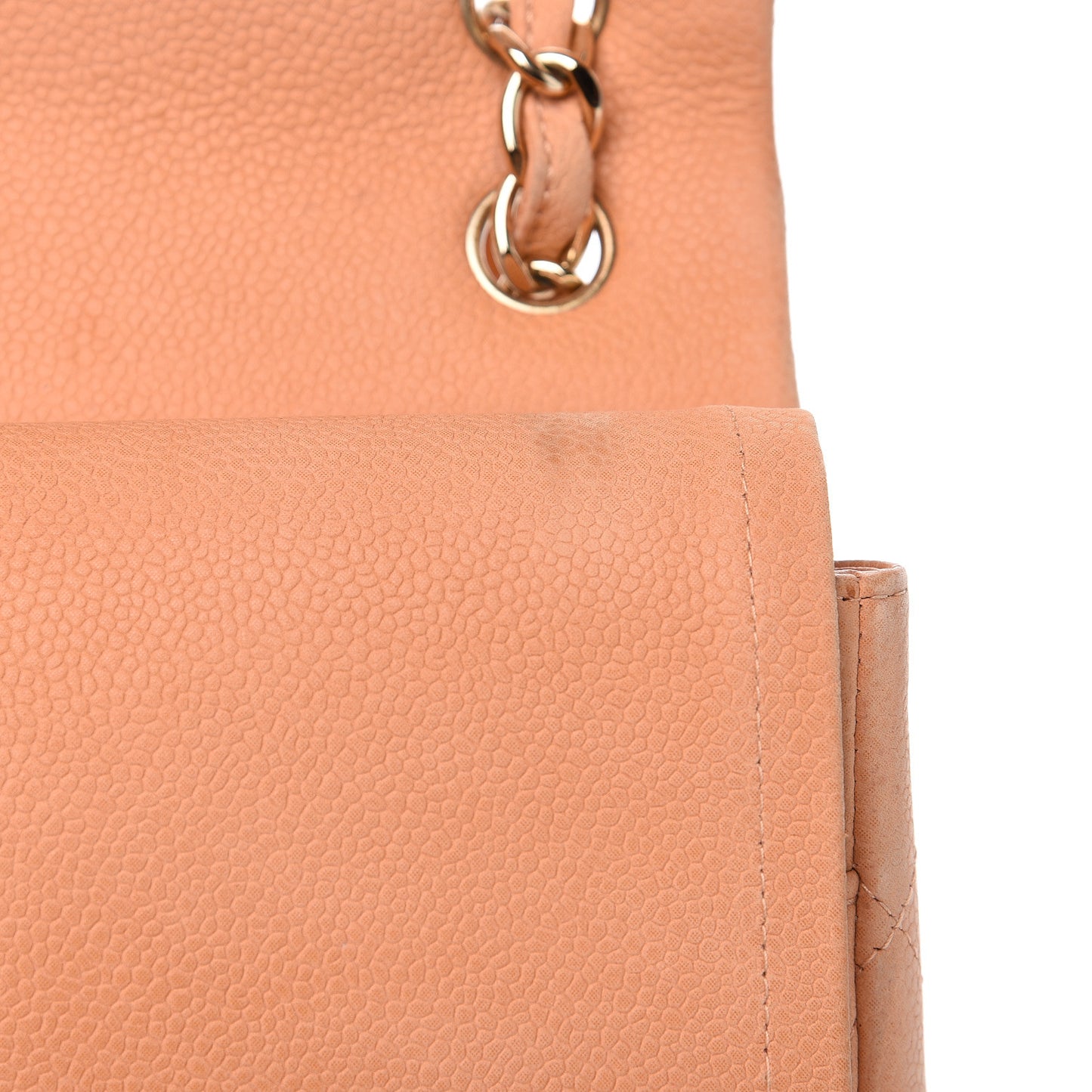 Iridescent Caviar Quilted Jumbo Double Flap Pink