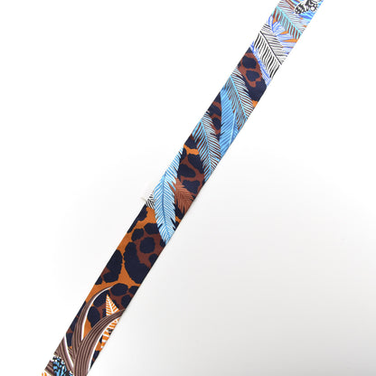 Hermes Silk Jaguar Quetzal Twilly Brun Bleu Orange 4 of 4