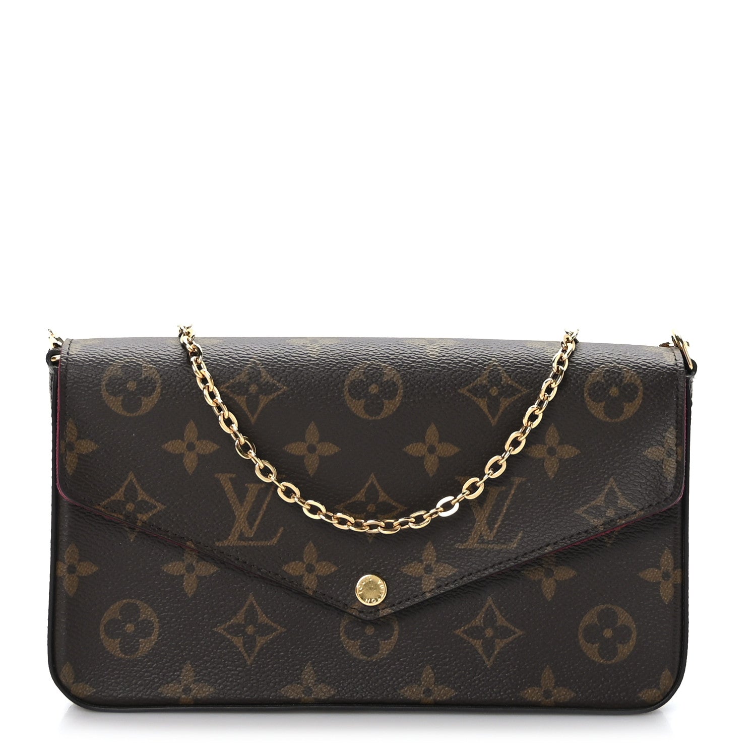 Louis Vuitton Monogram Pochette Felicie Chain Wallet Fuchsia 1 of 9