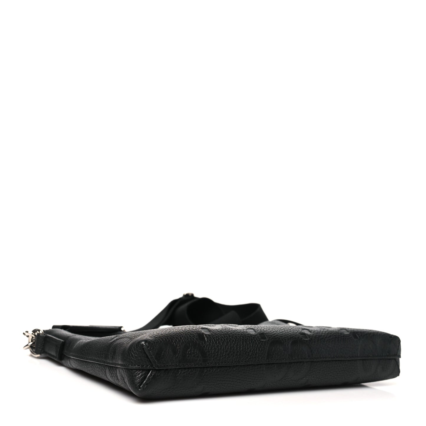 Piuma Calfskin Jumbo GG Embossed Medium Wristlet Messenger Bag Black