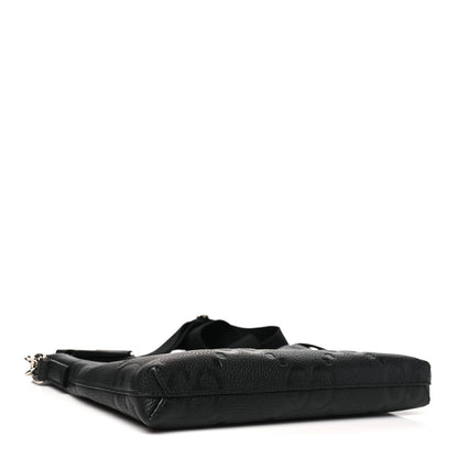 Gucci Piuma Calfskin Jumbo GG Embossed Medium Wristlet Messenger Bag Black 4 of 11