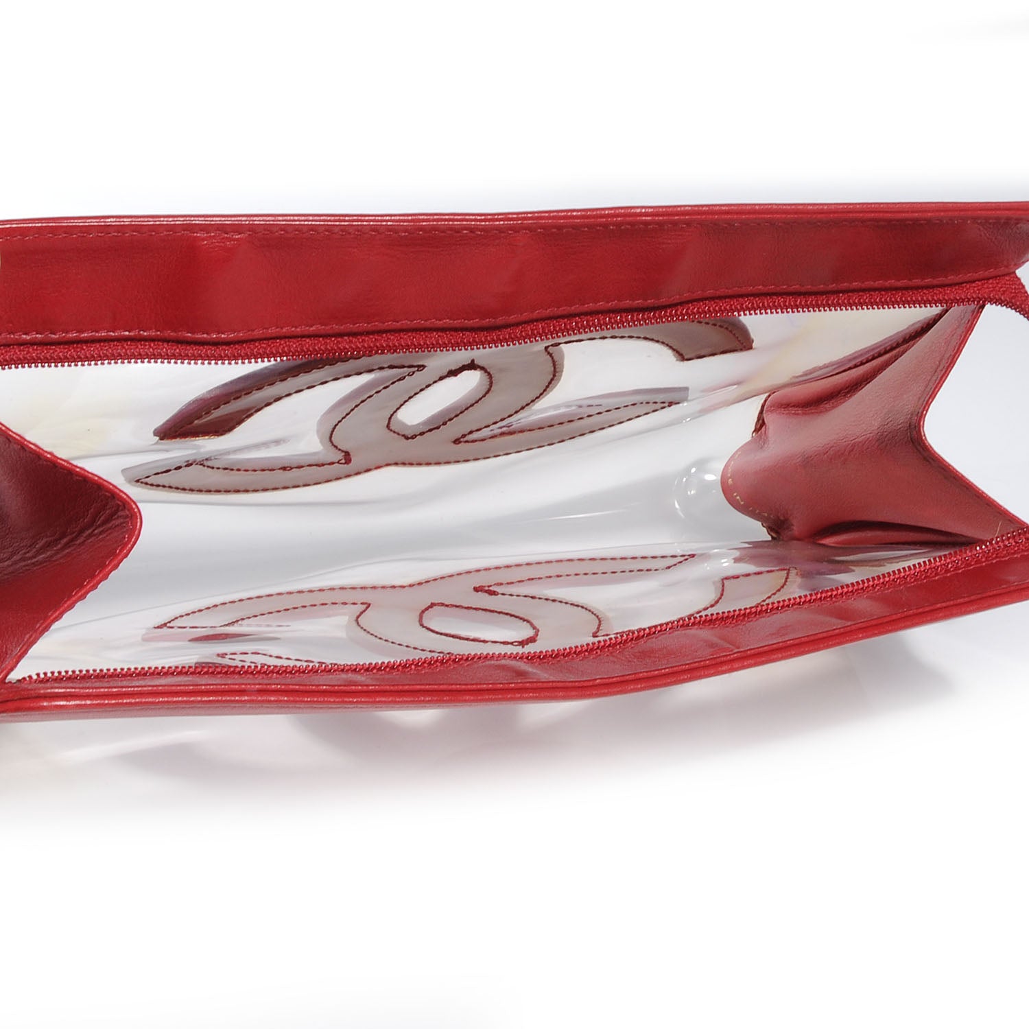 Chanel Vinyl CC Logo Cosmetic Pouch Red 7 of 9