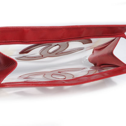 Chanel Vinyl CC Logo Cosmetic Pouch Red 7 of 9