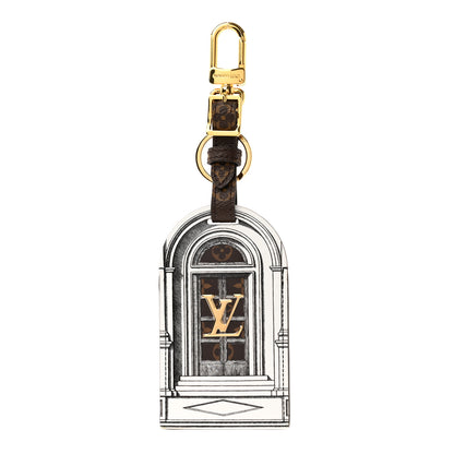 Louis Vuitton X FORNASETTI Calfskin Architettura Luggage Tag Bag Charm Key Holder Black White 1 of 5