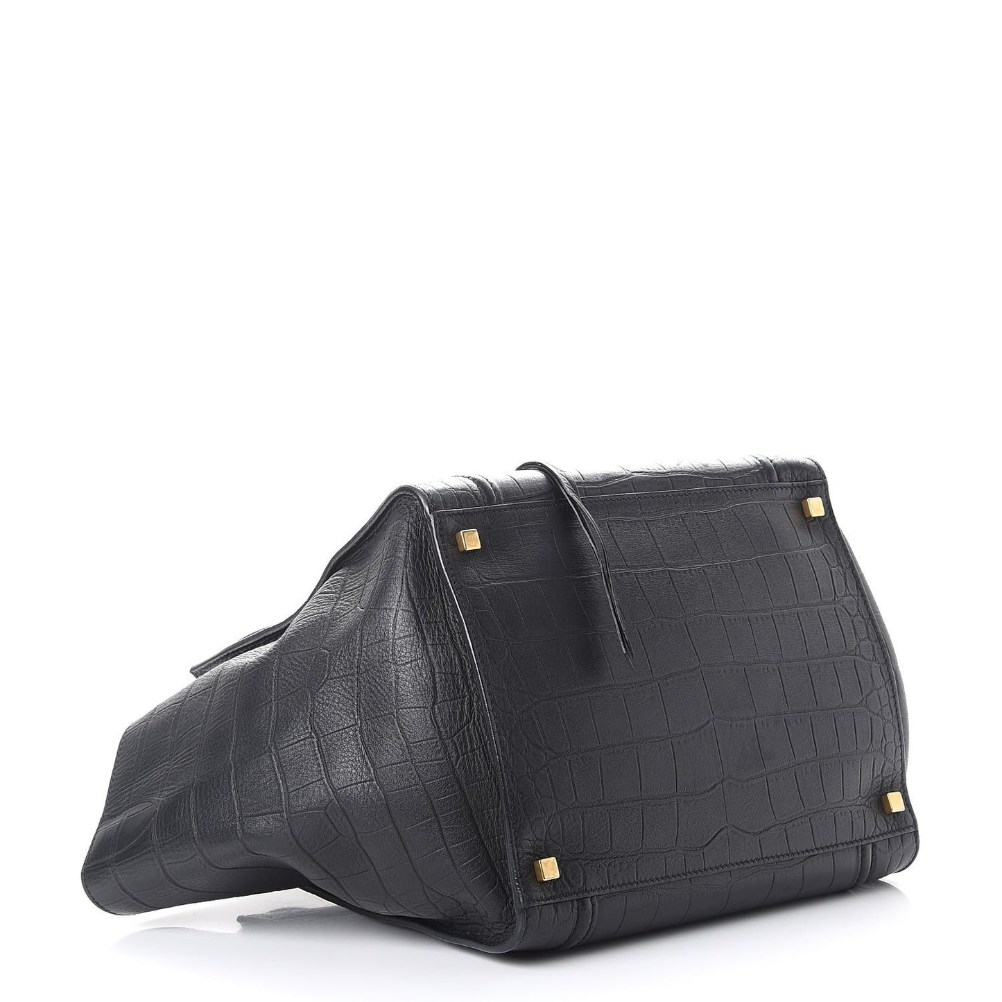 Crocodile Embossed Calfskin Medium Phantom Luggage Black