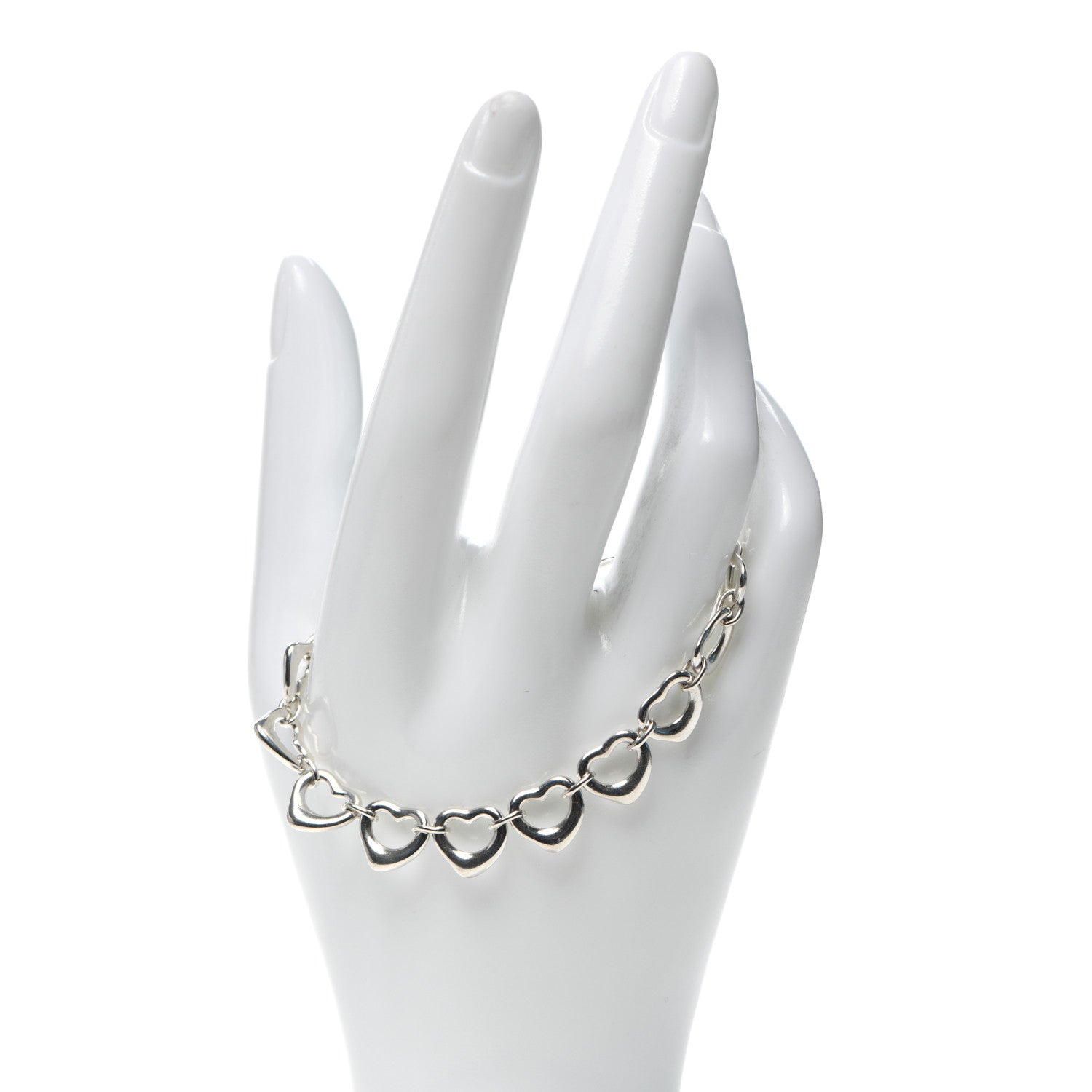 Tiffany Sterling Silver Elsa Peretti Open Heart Link Toggle Bracelet 2 of 4