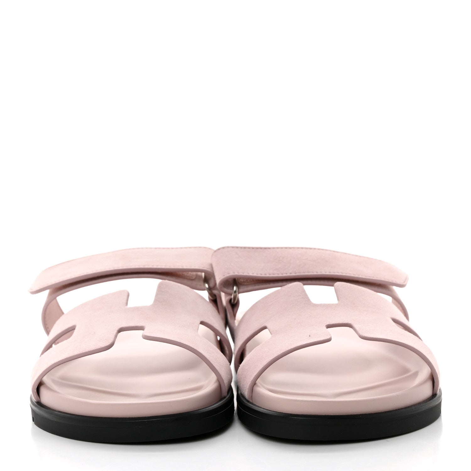 Hermes Suede Goatskin Womens Chypre Sandals 39 Rose Porcelaine 2 of 9