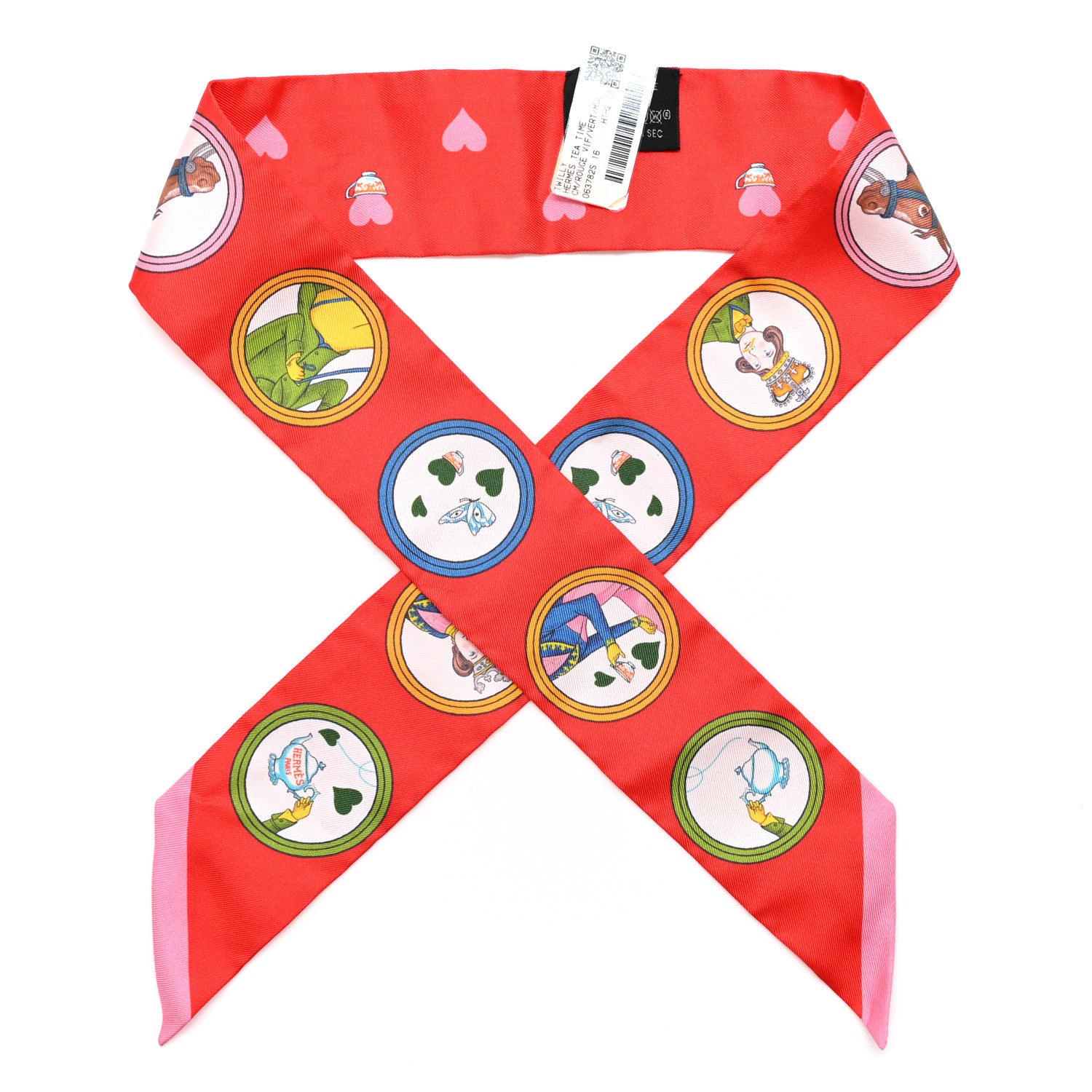 Hermes Silk Tea Time Twilly Rouge Vif Vert Multicolor 1 of 4