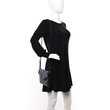 Saint Laurent Calfskin Y Quilted Monogram Loulou Flap Bag Black 2 of 10