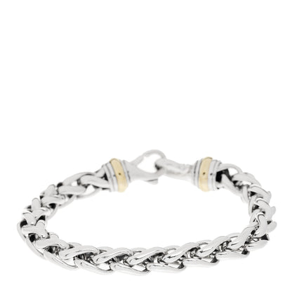 David Yurman Sterling Silver 14K Yellow Gold 8mm Wheat Chain Bracelet 3 of 4