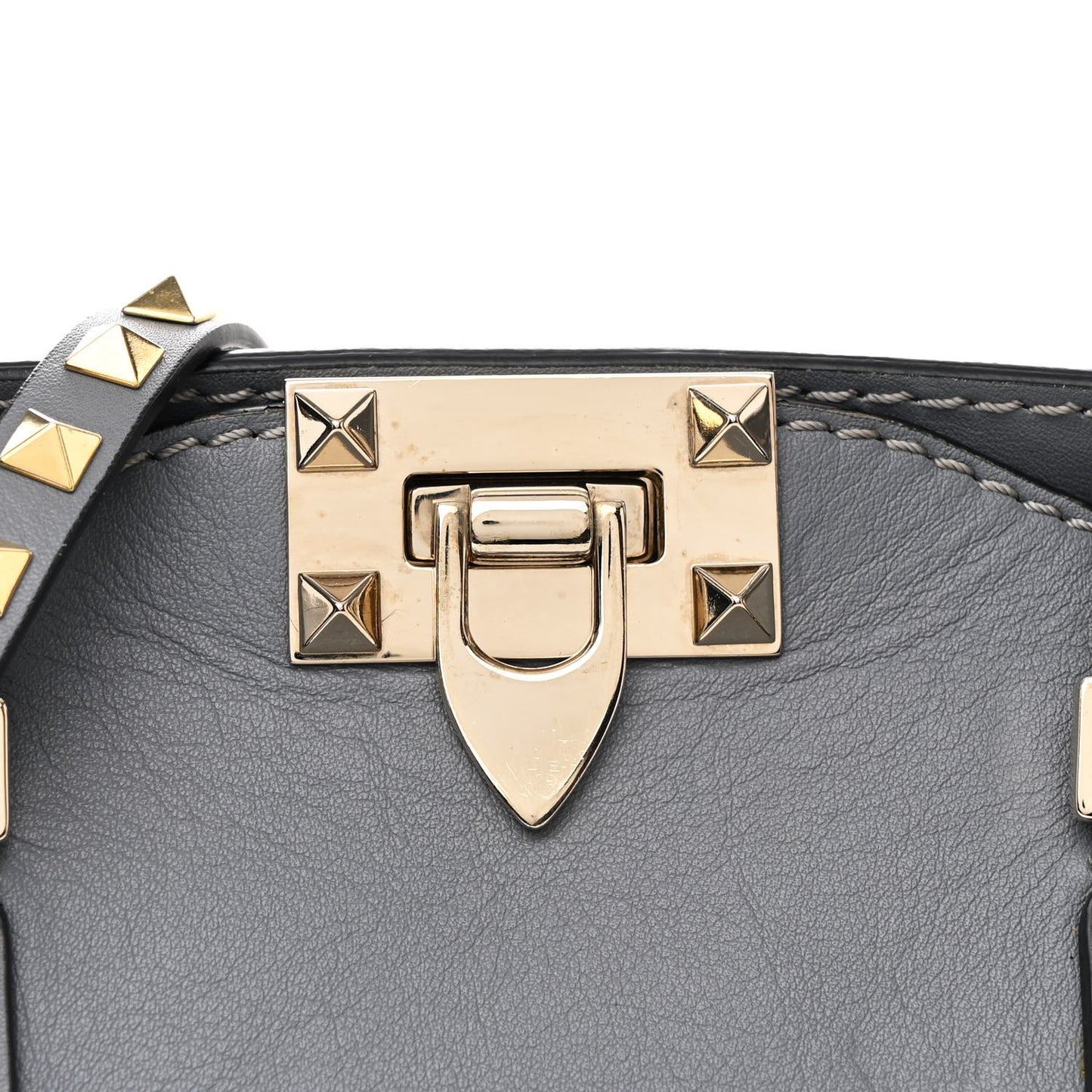 Vitello Rockstud Double Handle Tote London Stone