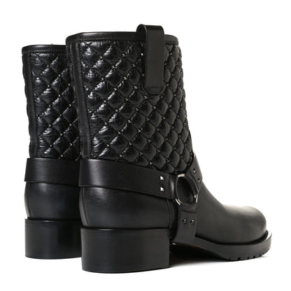 Valentino Garavani Calfskin Crackled Lambskin Rockstud Spike 20mm Biker Boots 38.5 Black 3 of 6
