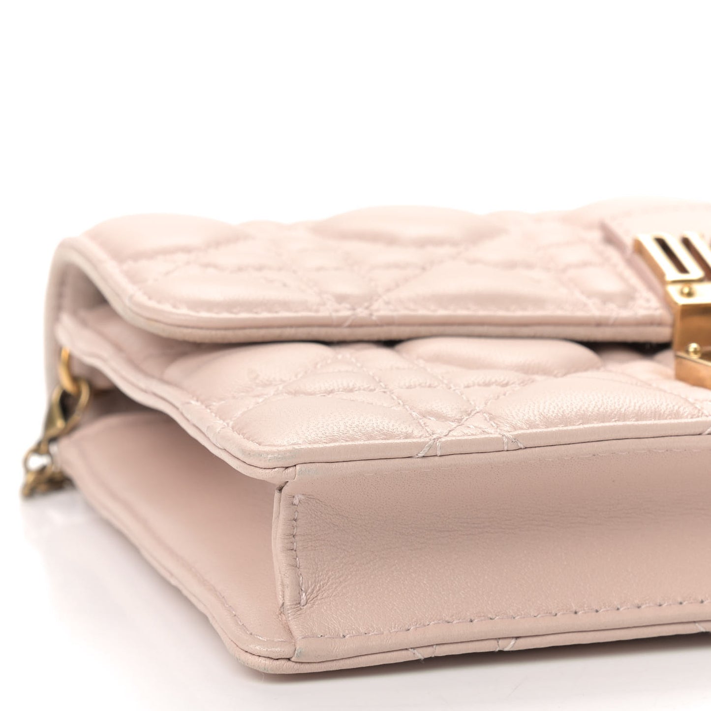Lambskin Cannage Dioraddict Wallet on Chain Clutch Rose Poudre