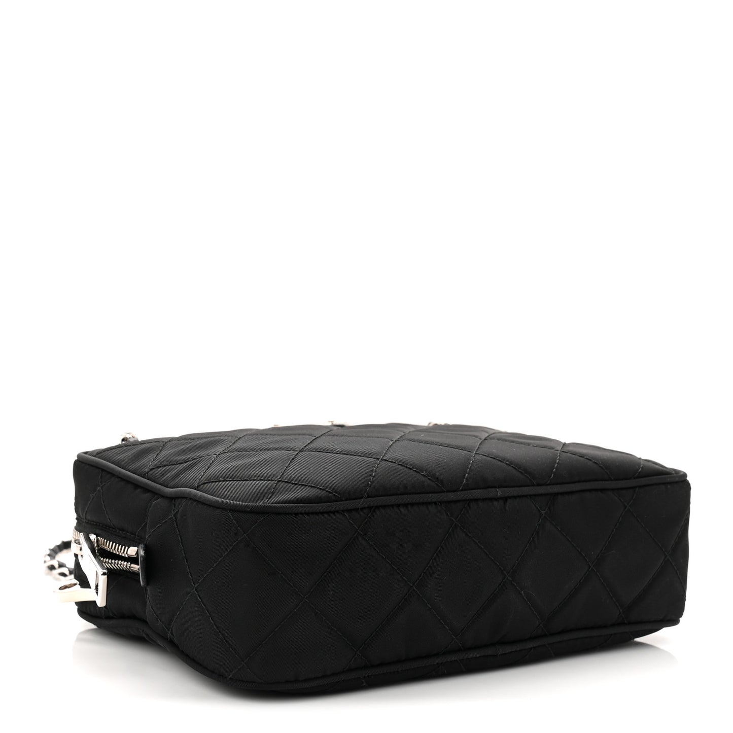 Nylon Tessuto Impuntu Quilted Bandoliera Crossbody Bag Black