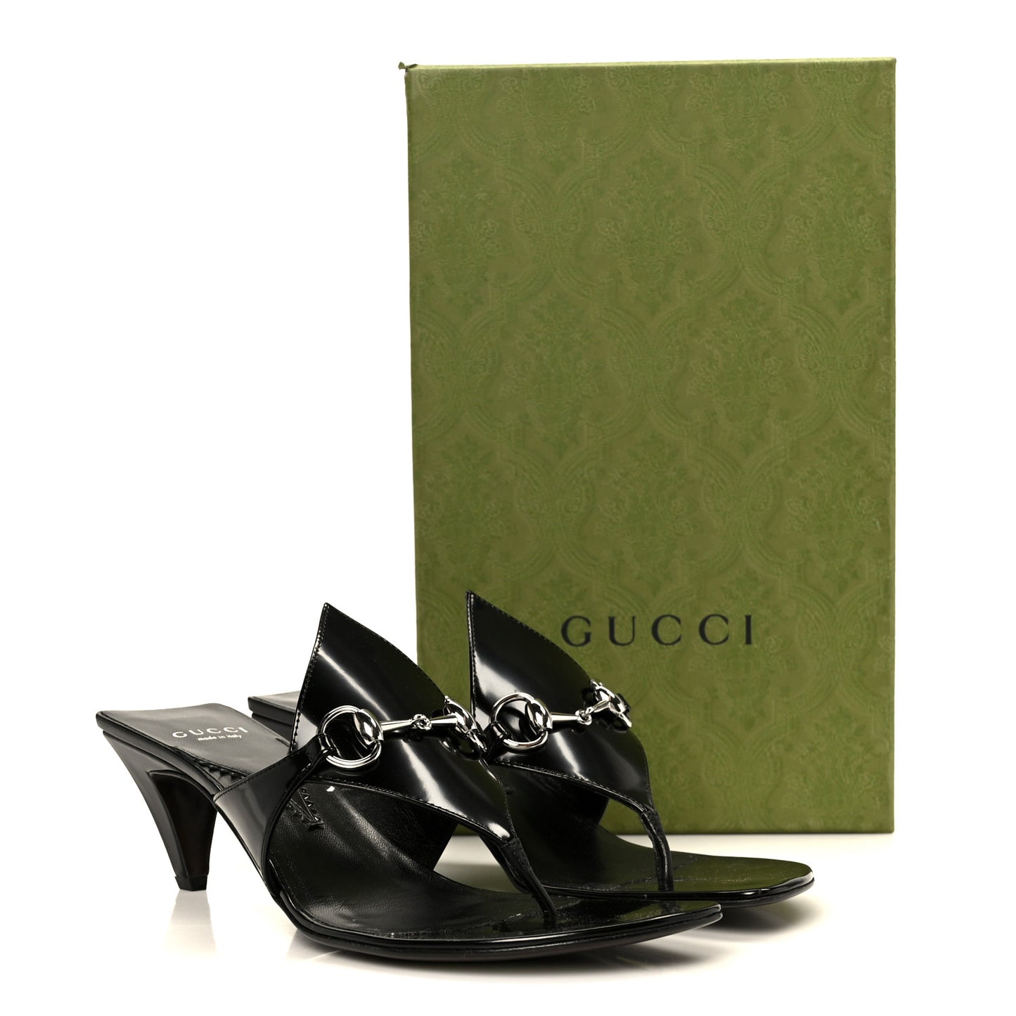 Malaga Kid Regent Calfskin Mariame Horsebit 55mm Mule Slide Sandals 39.5 Black