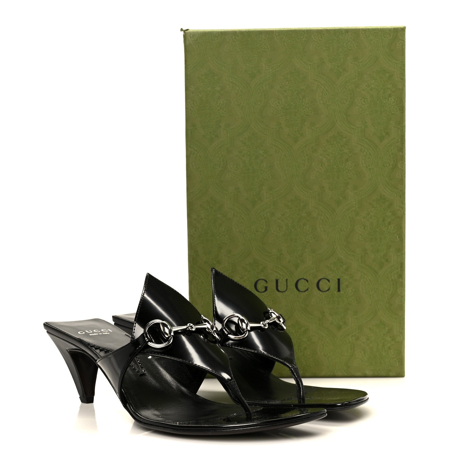 Gucci Malaga Kid Regent Calfskin Mariame Horsebit 55mm Mule Slide Sandals 39.5 Black 9 of 9