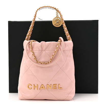 Chanel Shiny Calfskin Quilted Mini Chanel 22 Light Pink 11 of 11