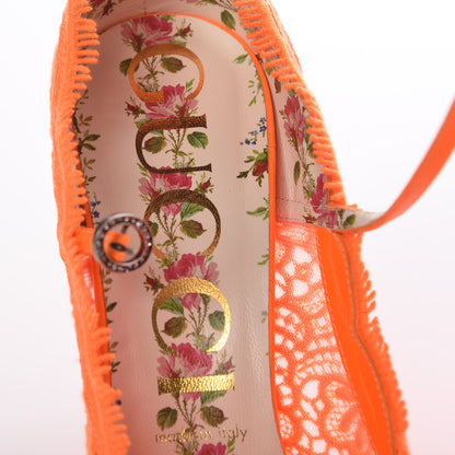 Gucci Lace Pizzo Venice Pumps 39 Orange Fluo 7 of 10