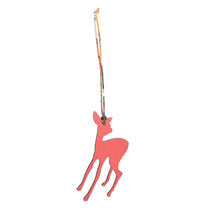 Hermes Togo Epsom Petit H Deer Bag Charm Rouge Pivoine 1 of 3