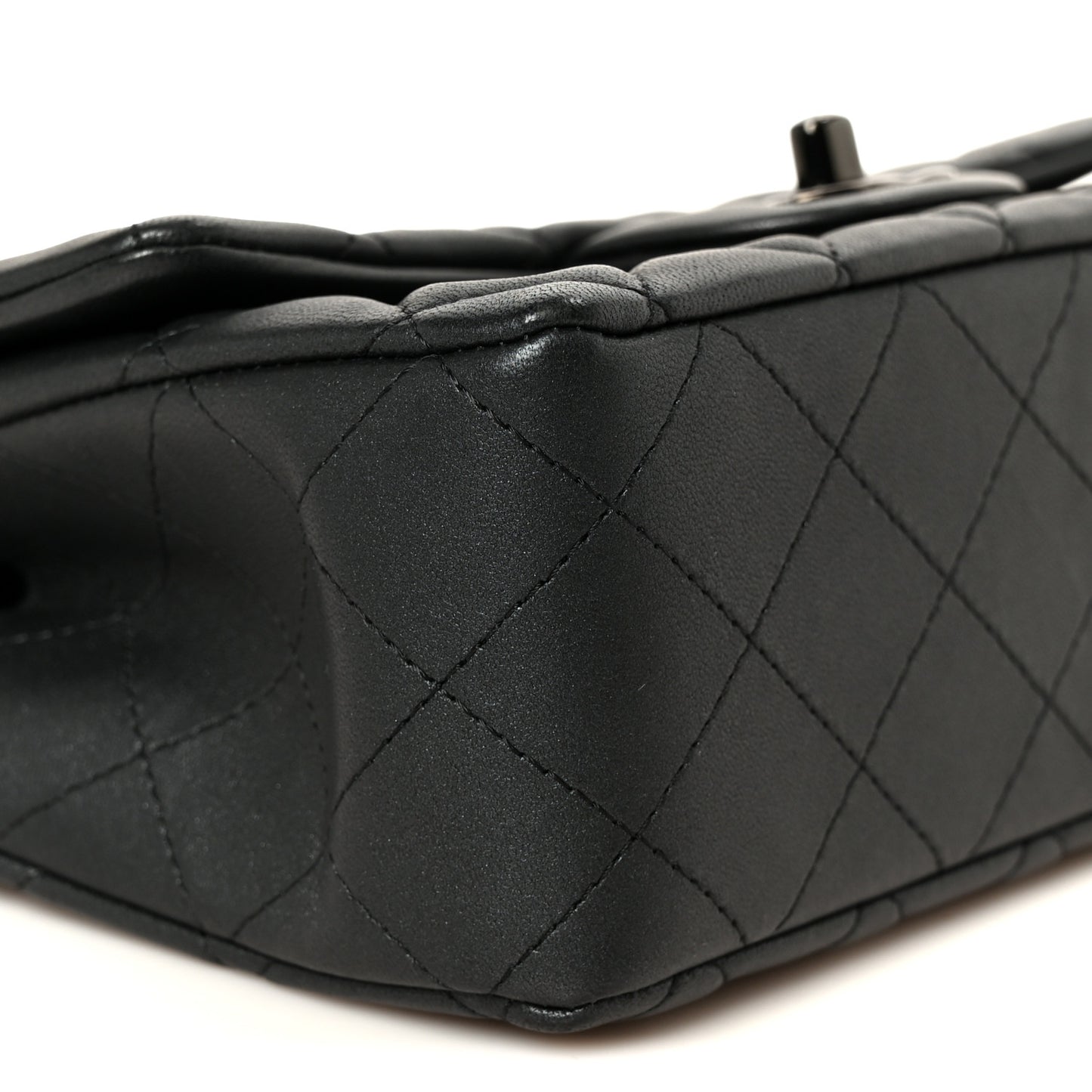 Pearly Lambskin Quilted Mini Rectangular Flap So Black