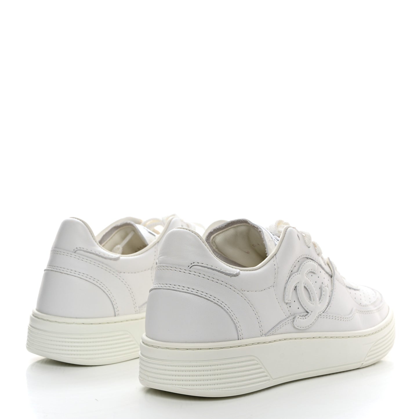 Calfskin CC Womens Sneakers 37 White