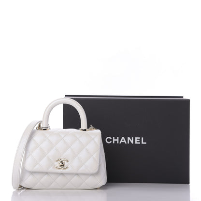 Chanel Iridescent Caviar Quilted Extra Mini Coco Handle Flap Ivory 10 of 10