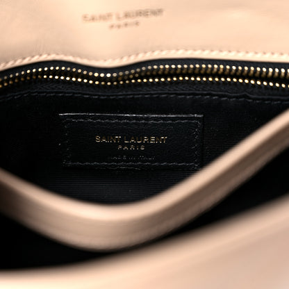 Saint Laurent Calfskin Y Quilted Monogram Toy Loulou Crossbody Bag Dark Beige 7 of 10