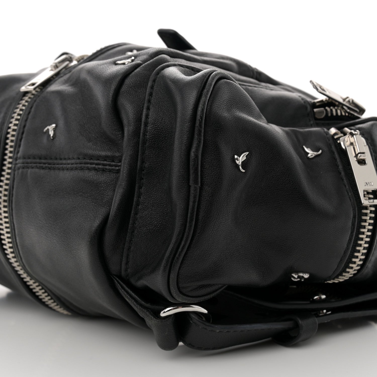Alexander Wang Lambskin Rose Studded Marti Backpack Bag Washed Black Rhodium Hardware 9 of 11