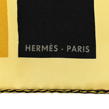Hermes Silk Swinging Saint Germain Scarf 70 Black Jaune Vieil Or 2 of 6