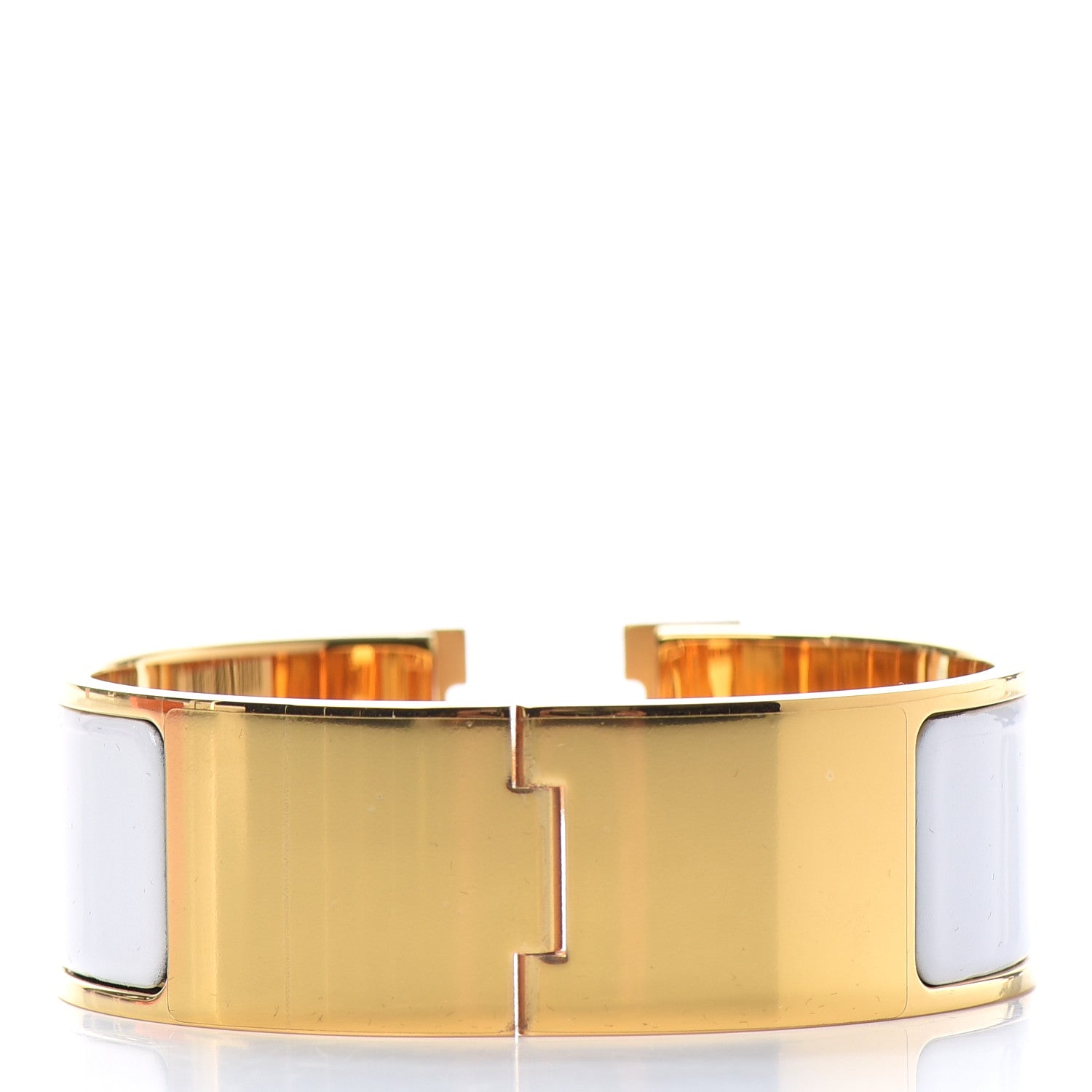 Hermes Enamel Wide Clic Clac H Bracelet GM White 3 of 5