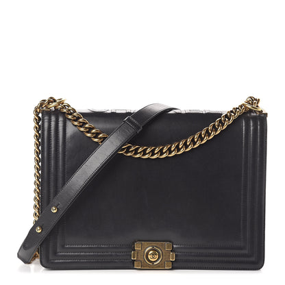 Chanel Glazed Calfskin Large Boy Flap Black 1 of 11