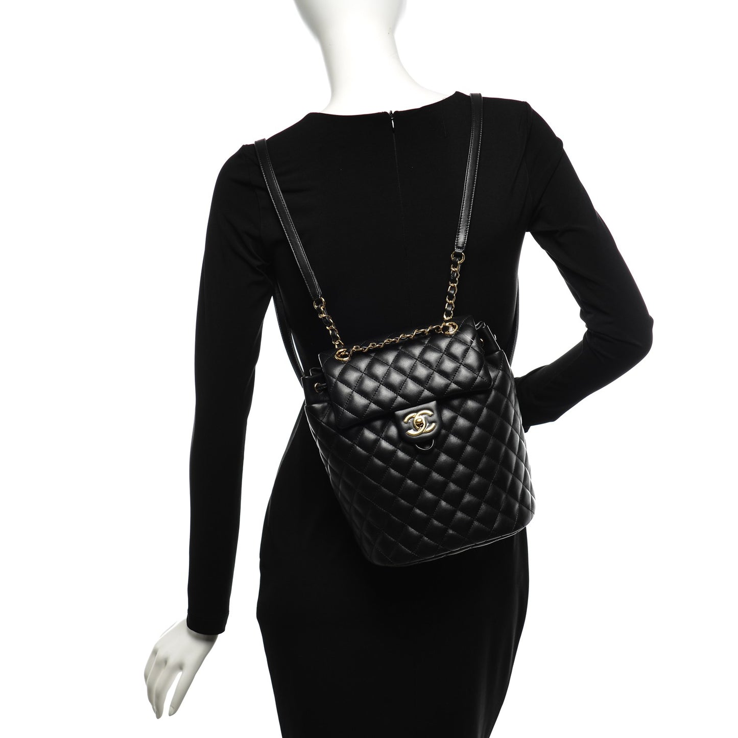 Lambskin Quilted Small Urban Spirit Backpack Black