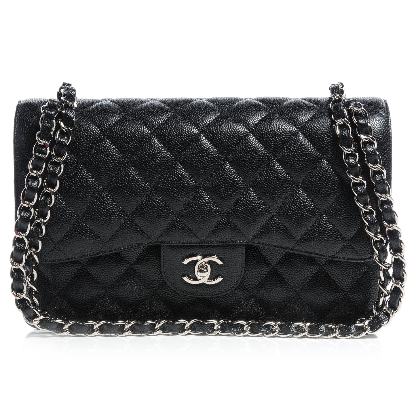 Caviar Quilted Jumbo Double Flap Black