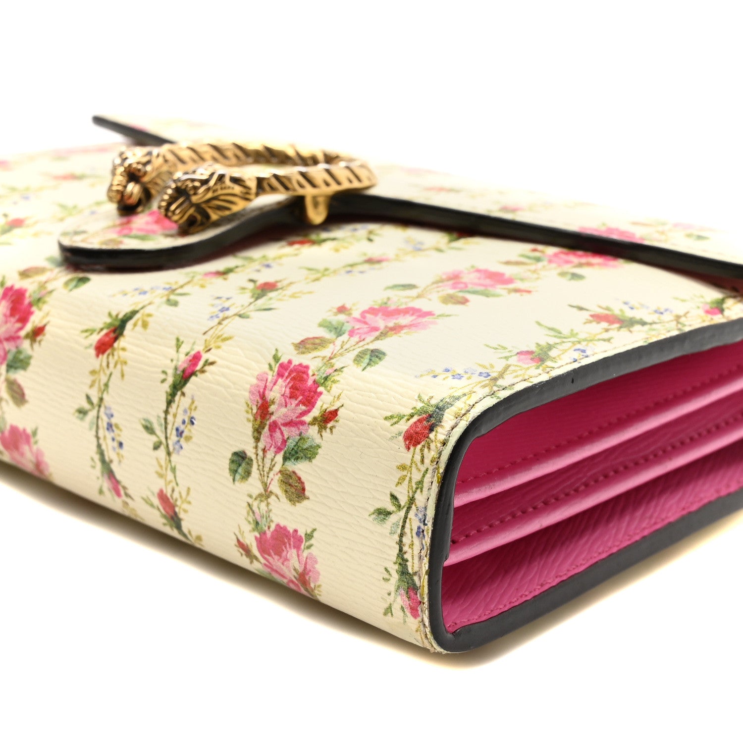 Gucci Calfskin Floral Print Mini Dionysus Chain Wallet Ivory Pink 9 of 9