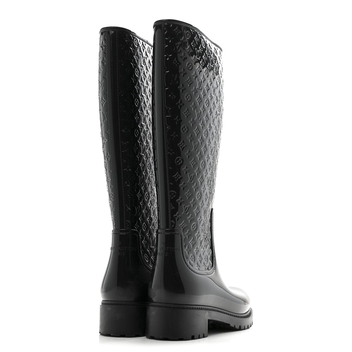 Louis Vuitton Rubber Embossed Monogram Splash Rain Boots 36 Black 4 of 9