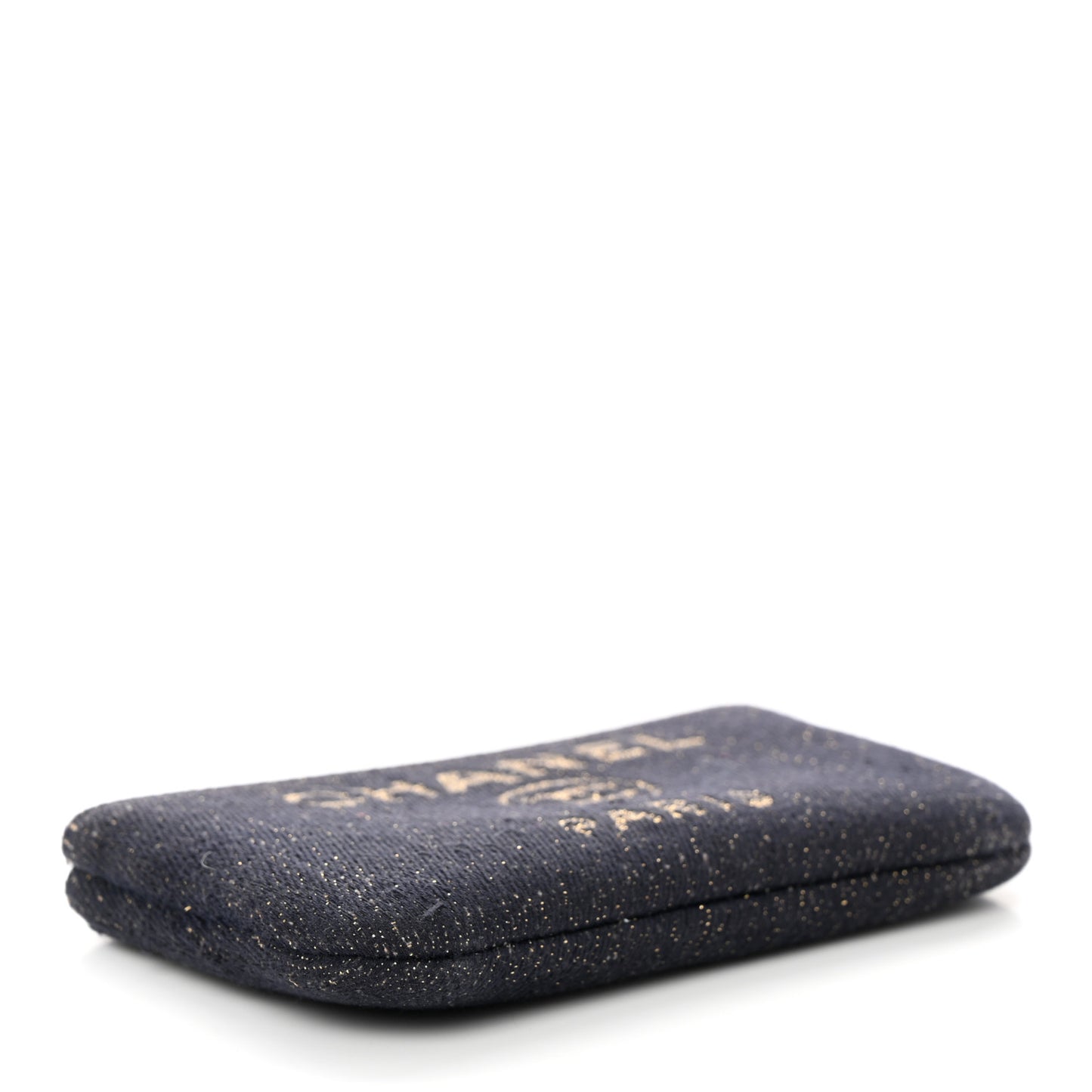 Lurex Canvas Deauville Cosmetic Pouch Navy Blue Gold