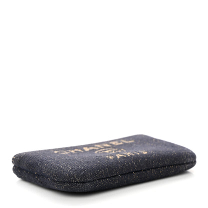 Chanel Lurex Canvas Deauville Cosmetic Pouch Navy Blue Gold 4 of 12