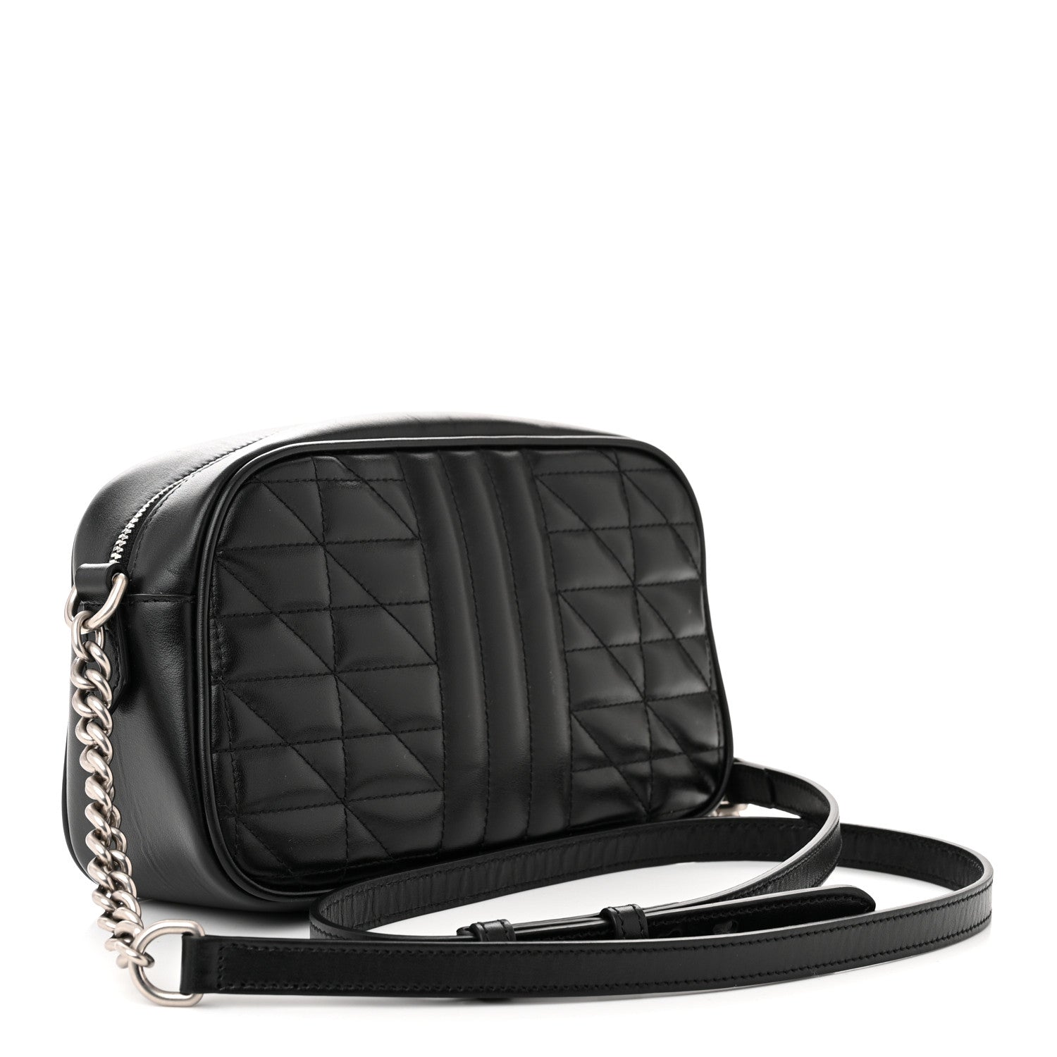 Gucci Calfskin Matelasse Aria Small GG Marmont Chain Shoulder Bag Black 3 of 12