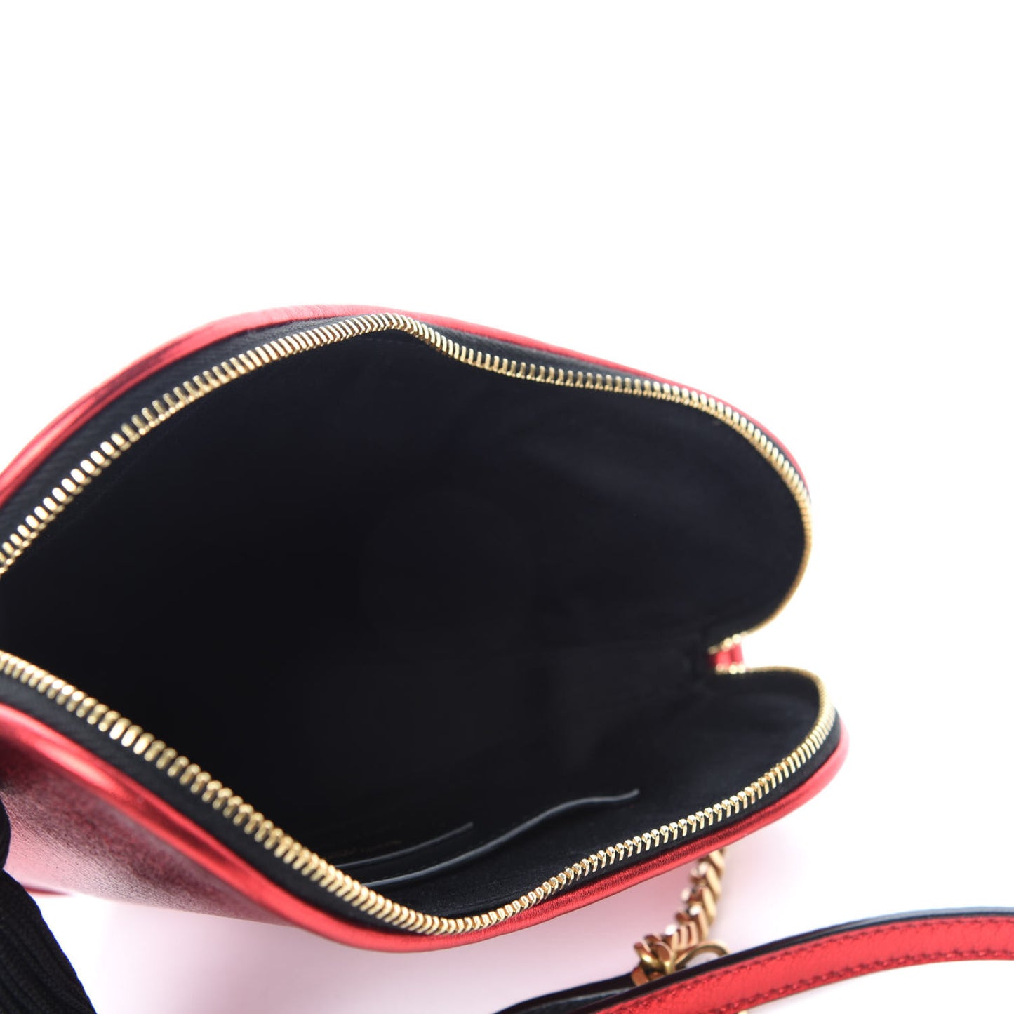 Metallic Calfskin Heart Monogram Crossbody Black Rouge