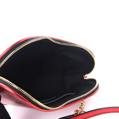 Saint Laurent Metallic Calfskin Heart Monogram Crossbody Black Rouge 5 of 8