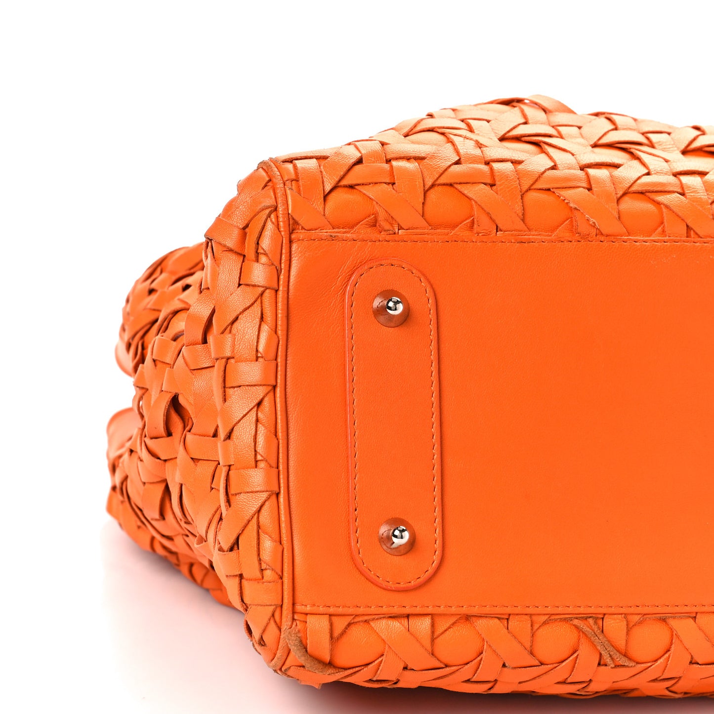 Lambskin Woven Lady Dior Avenue Tote Orange